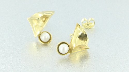 Ohrstecker GOLD modelliert klein Perlen